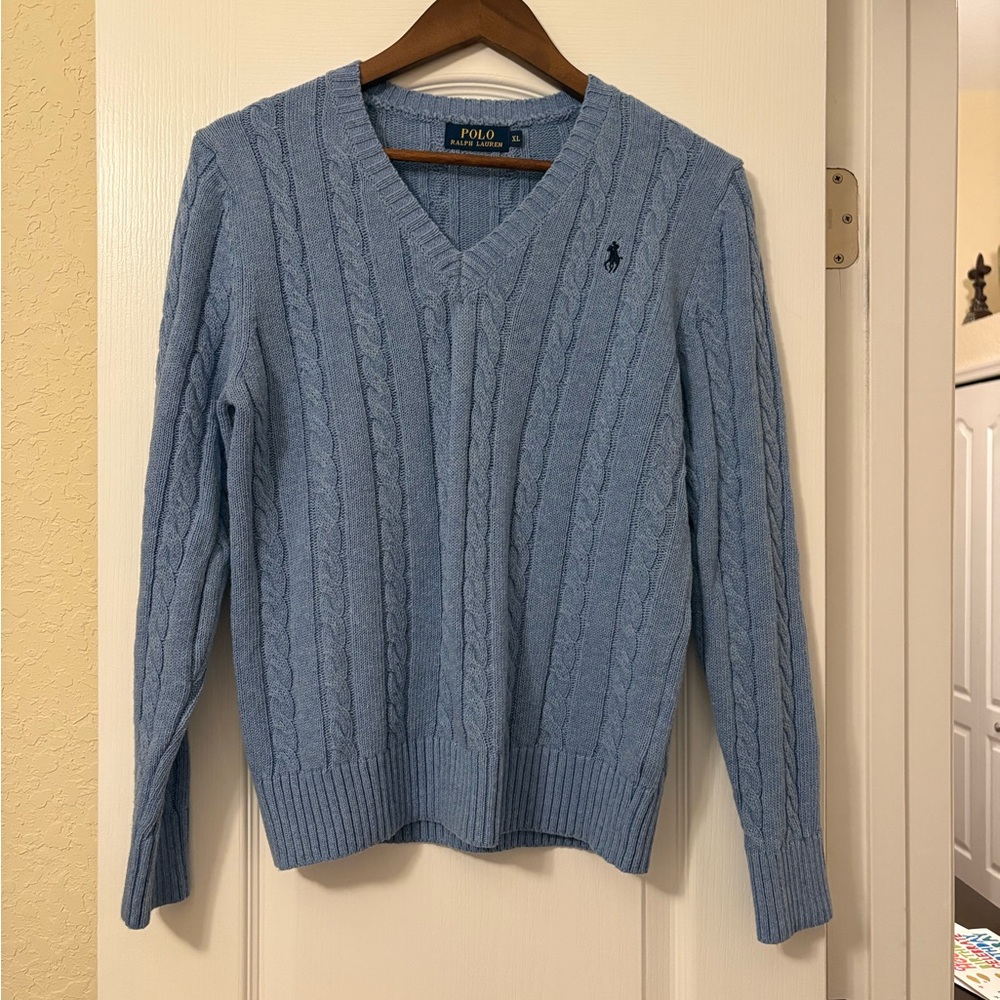 Polo by Ralph Lauren Women’s/Girls Light Blue V-Neck Sweater